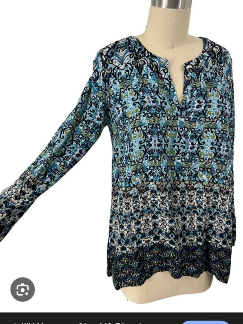 J.JILL Blue Long Sleeve Bohemian Blouse- Size Small